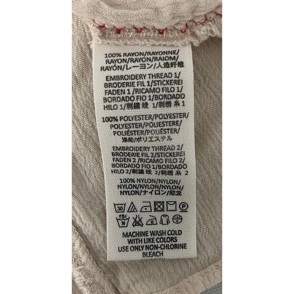 Free People Womens Wind Willow Embroidered Mini Dress Cream Red Boho (Small) - Picture 6 of 7